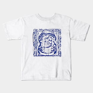 Blue and White Abstract Art Nouveau Design No. 643 Kids T-Shirt